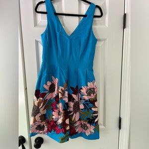 Tracy Reese Blue Floral Midi Dress